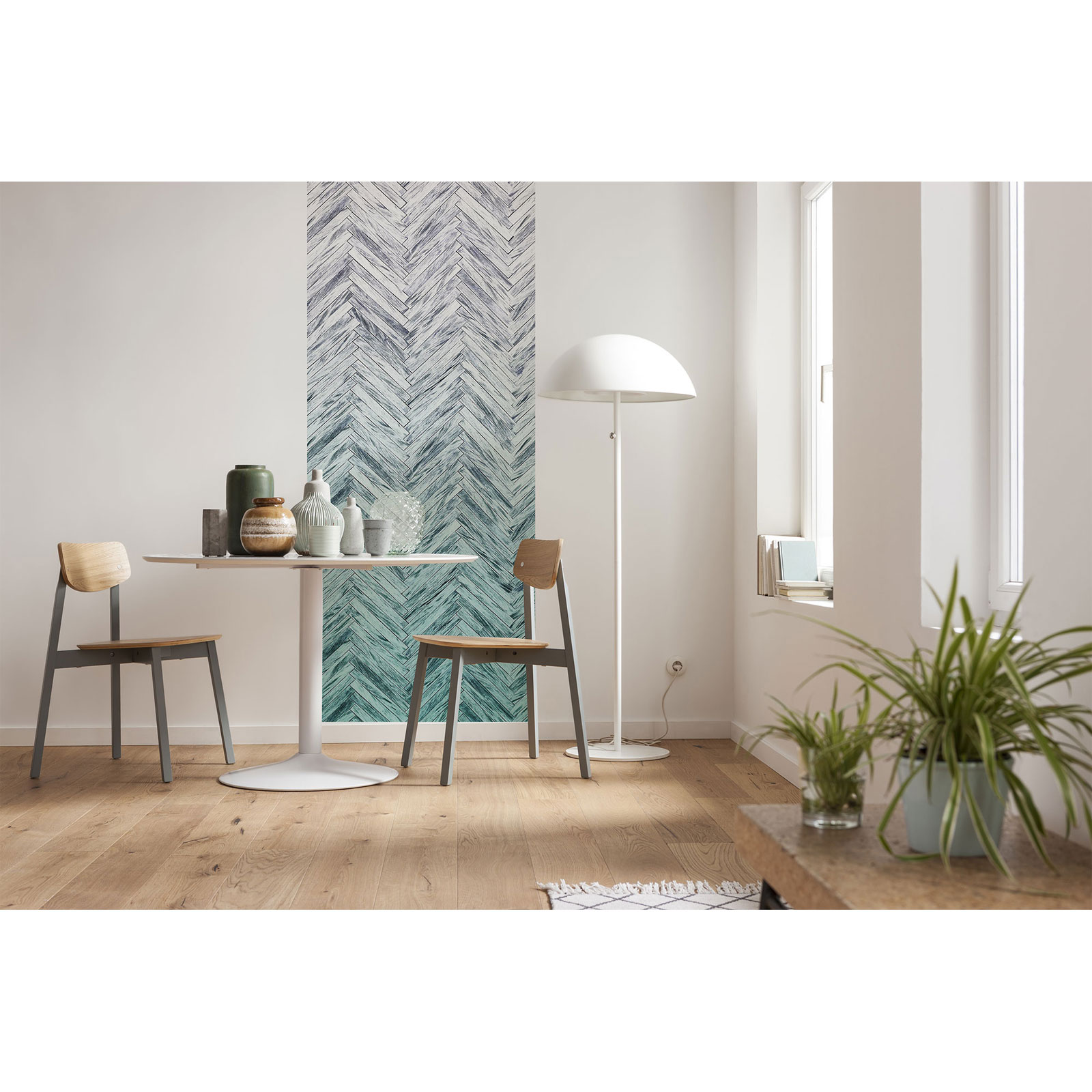 Komar  Vlies Fototapete Herringbone Mint Panel 100x250 cm