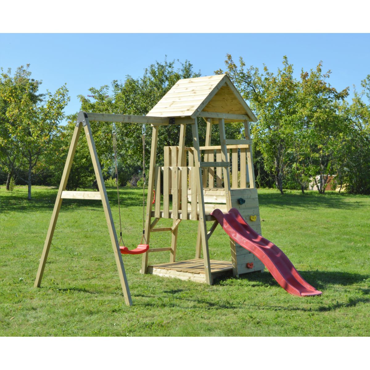 Wendi Toys Spielhaus Panda inkl. Rutsche, Kletterwand und Schaukel 290x270x270 cm Bild 2