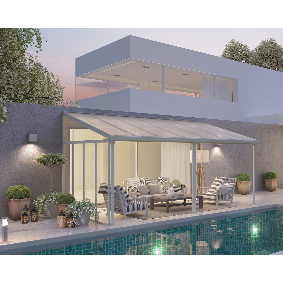 Palram Canopia Terassenüberdachung  3er Serie Pergola-Seitenwand weiß Bild 3