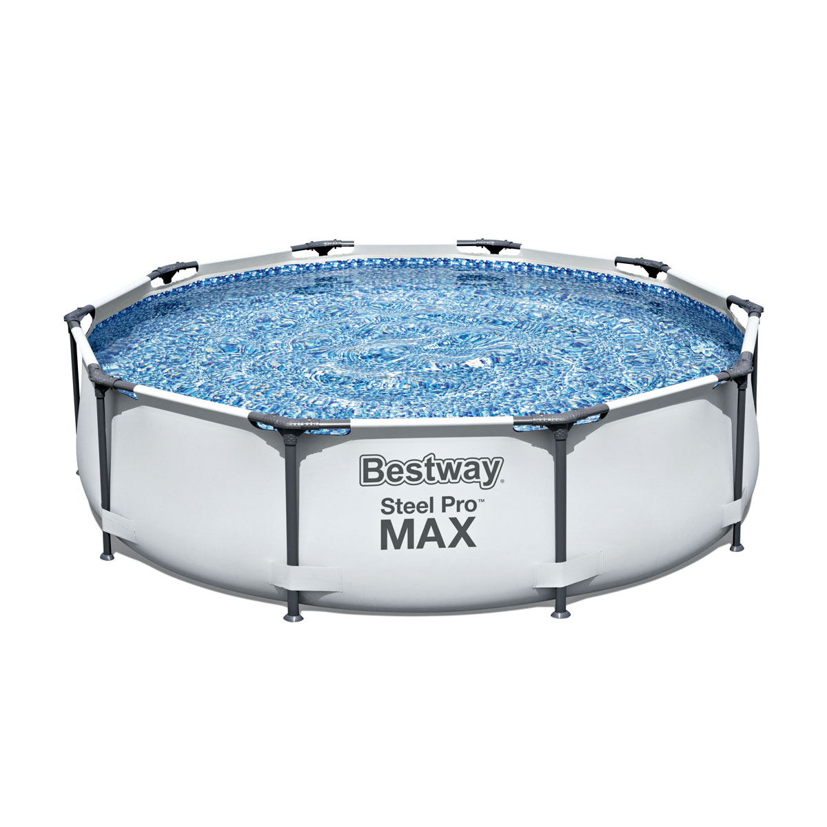 Bestway Frame-Pool-Set Steel Pro MAX mit Filterpumpe Durchmesser 305 x 76 cm lichtgrau