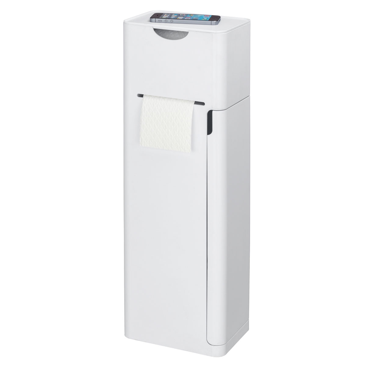 Wenko  6 in 1 Stand WC-Garnitur Imon Weiß matt integrierter Toilettenpapierhalter WC-Bürstenhalter Ersatzrollenhalter Stauraumfächer und Ablage