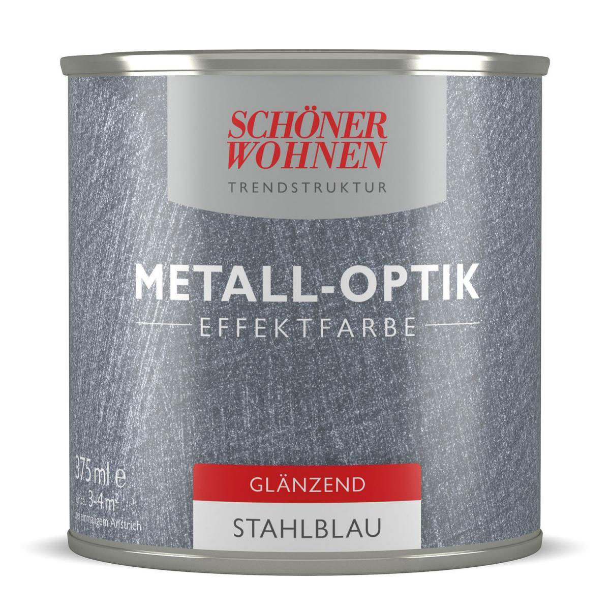 Schöner Wohnen Farbe Metall-Optik Effektfarbe Stahlblau glänzend 375 ml