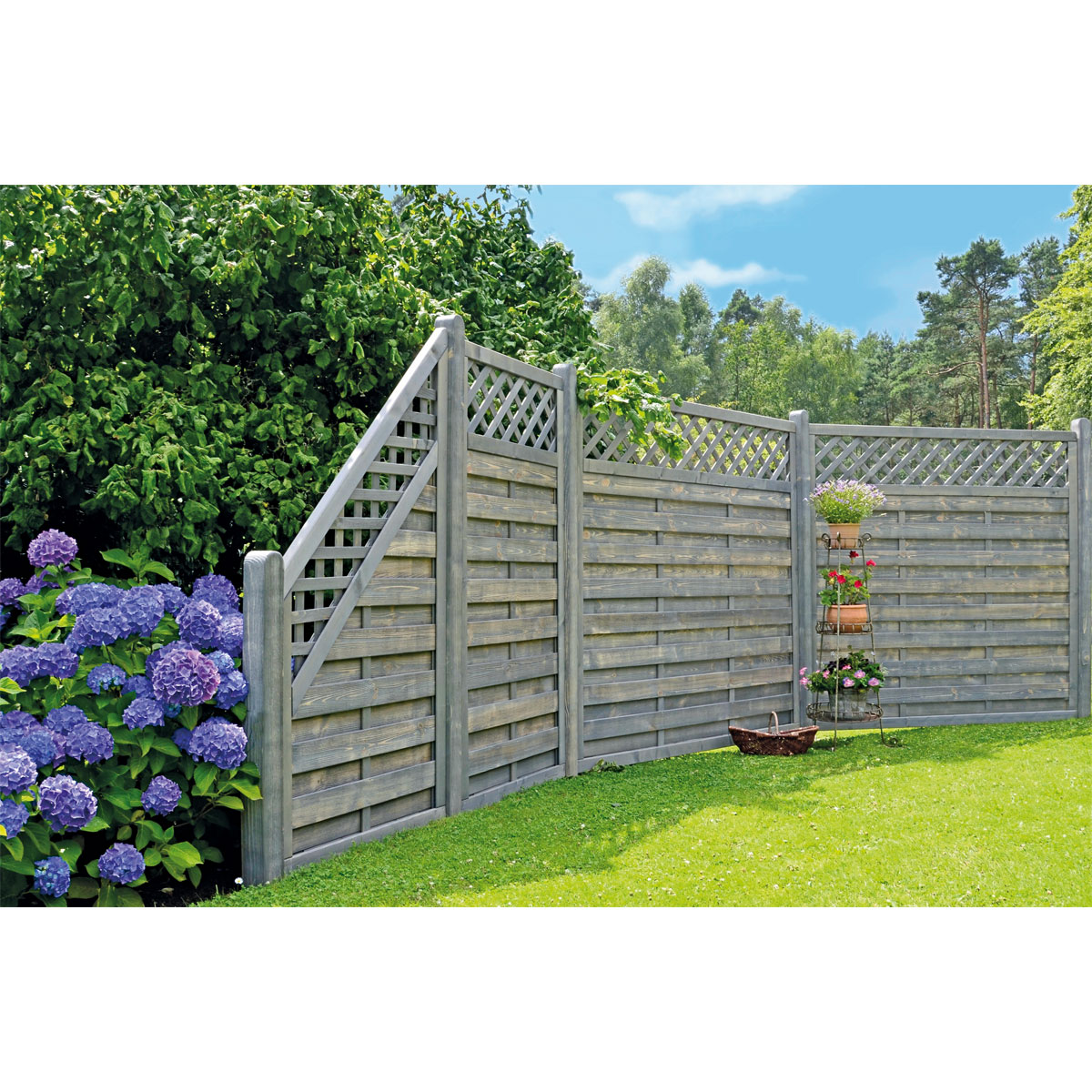 Sichtschutzzaun BARTEK grau lasiert 180 x 180 cm Bild 3