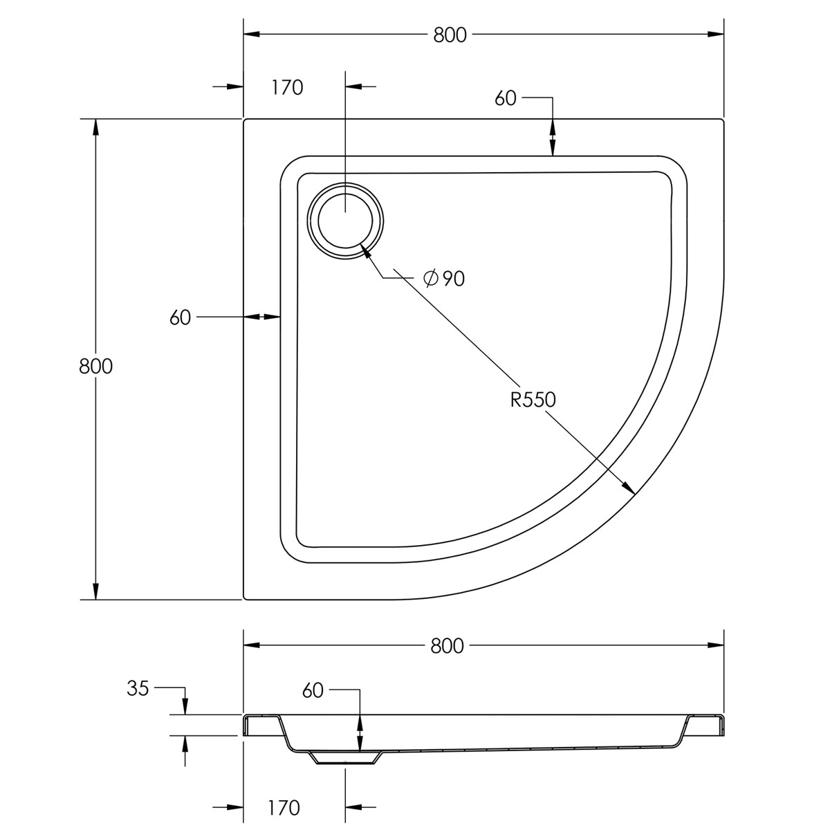 Ottofond Brausetasse Kraton 800 x 800 x 60 mm weiß Bild 3