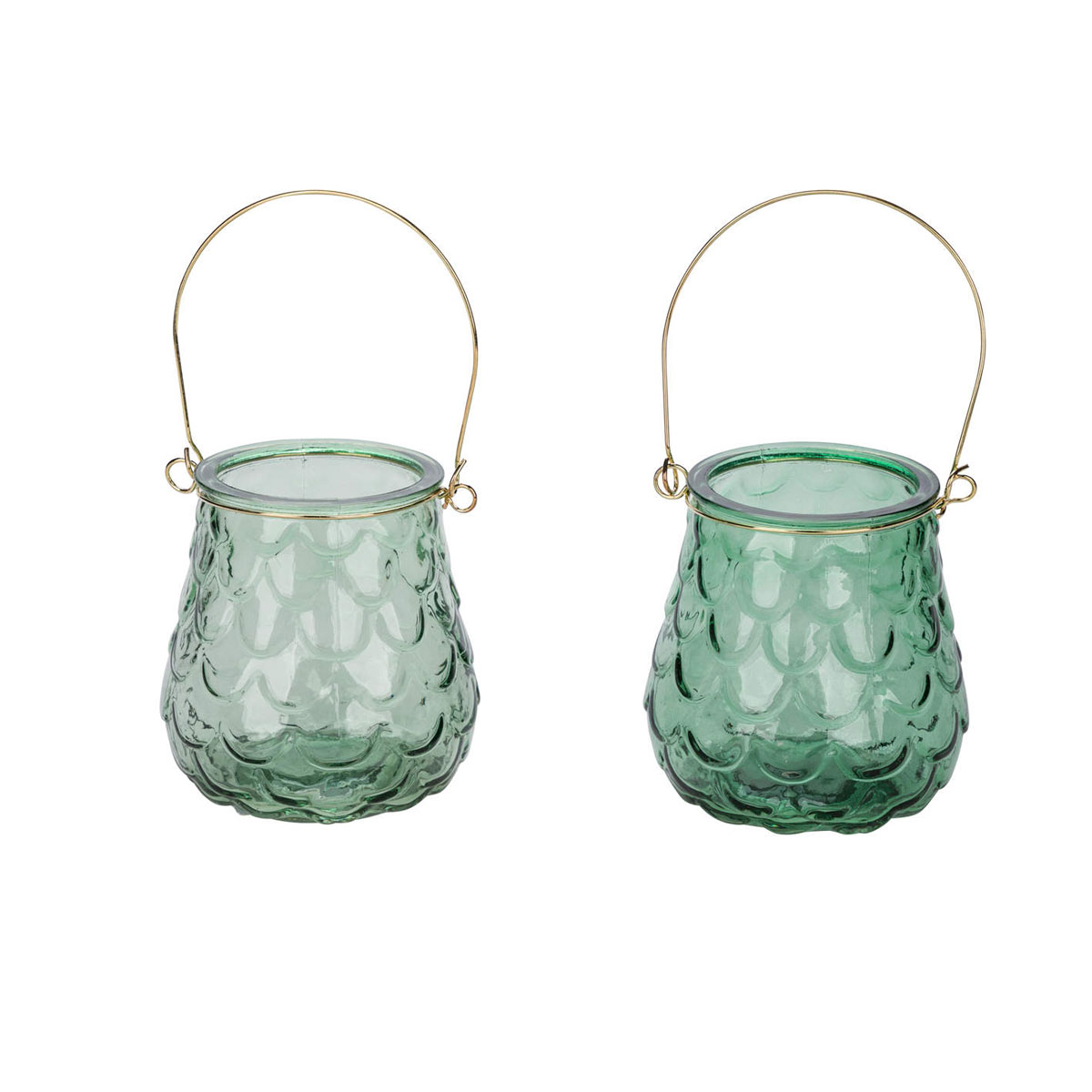 Glas-Windlicht mit Henkel 10 x 11 cm grün