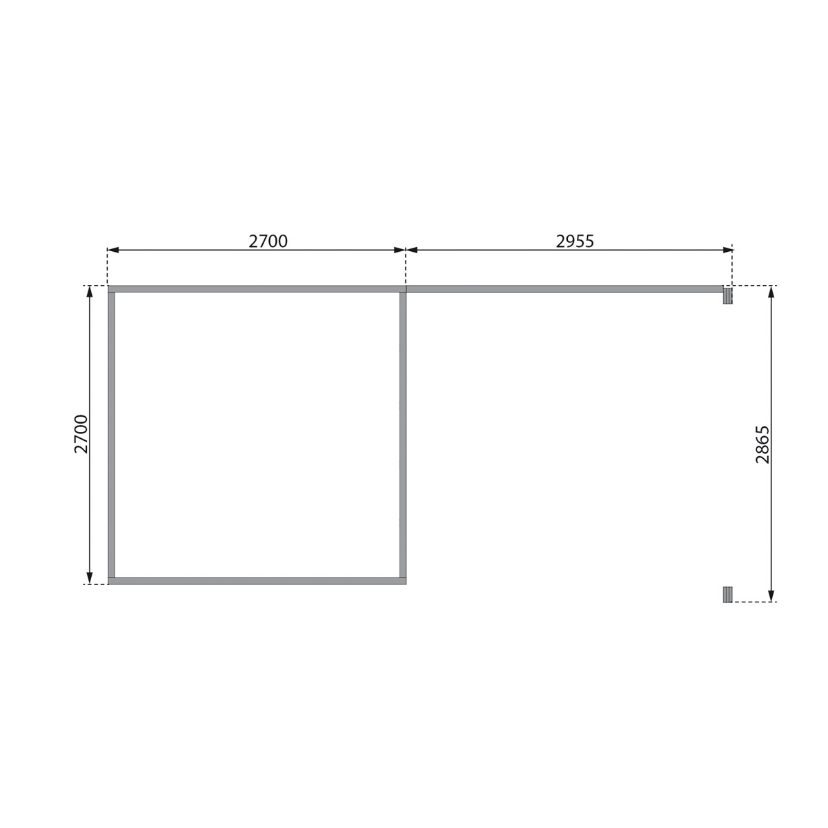 Karibu  Blockbohlenhaus Kastorf 6 terragrau mit Anbaudach und Rückwand Bild 8