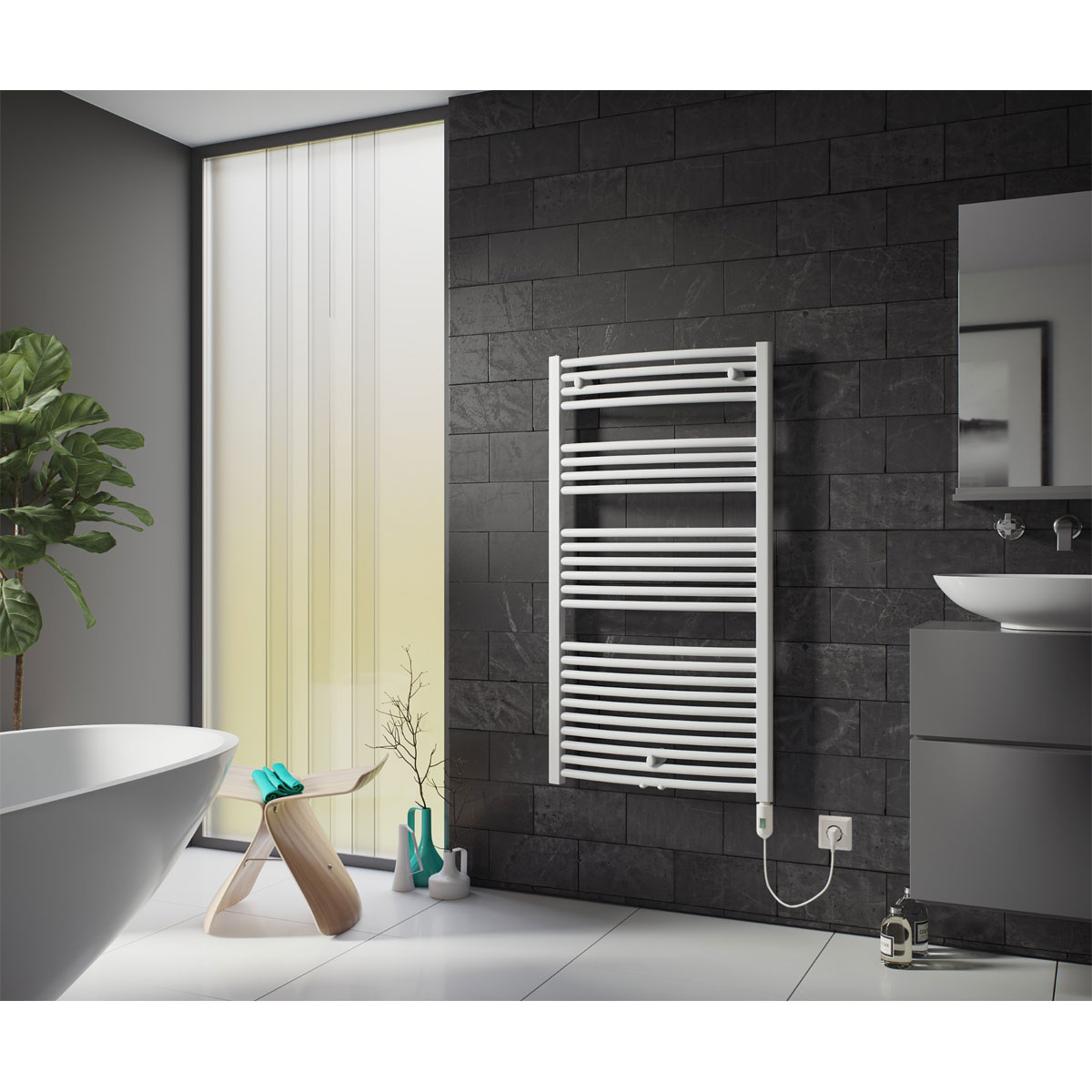 Ximax  Elektrischer Handtuchwärmer Alpha-C 1454 x 600 mm 900 Watt Typ 2 Weiß