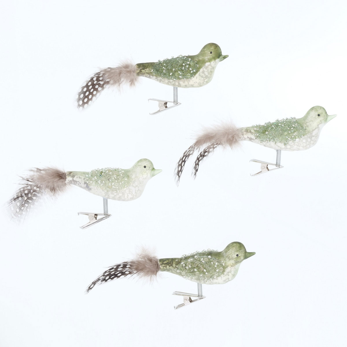 Weihnachtsanhänger Amidalasortiert Vogel 9 x 4 x 6 cm hellgrün Natur Glas Bild 1