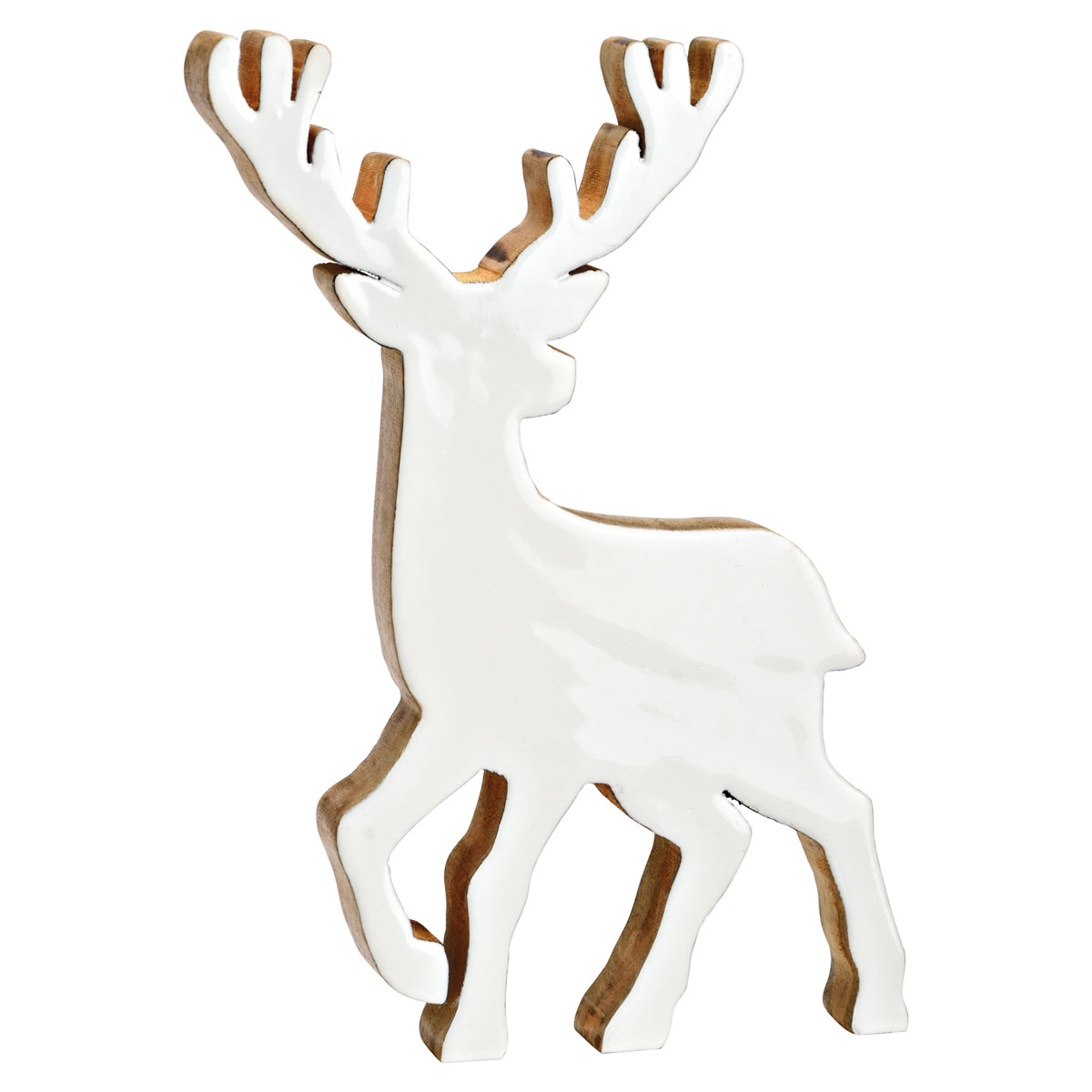 Hirsch aus Mangoholz weiß 17 x 25 x 2 cm