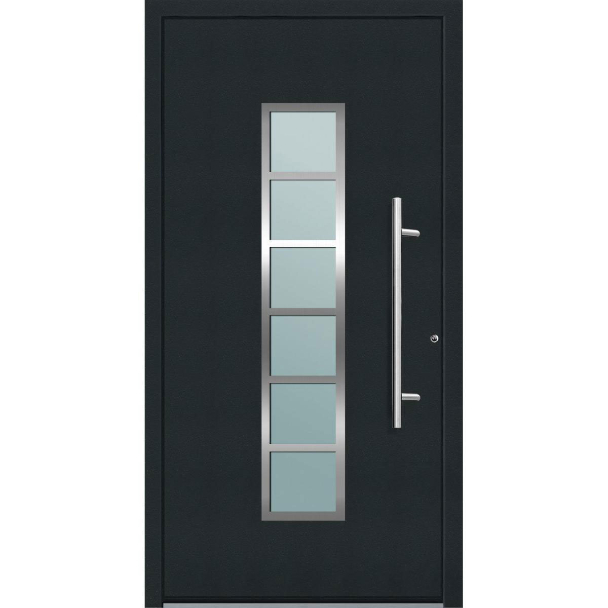 Aluminium Sicherheits-Haustür Trient Superior 60 mm anthrazit 100 x 210 cm Anschlag rechts inkl Griffset