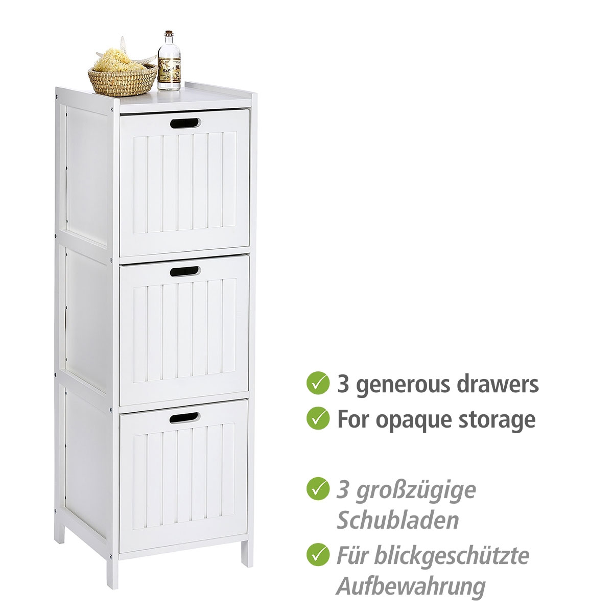 Wenko  Regal Oslo 3 Schubladen Echtholz Badregal Bild 2