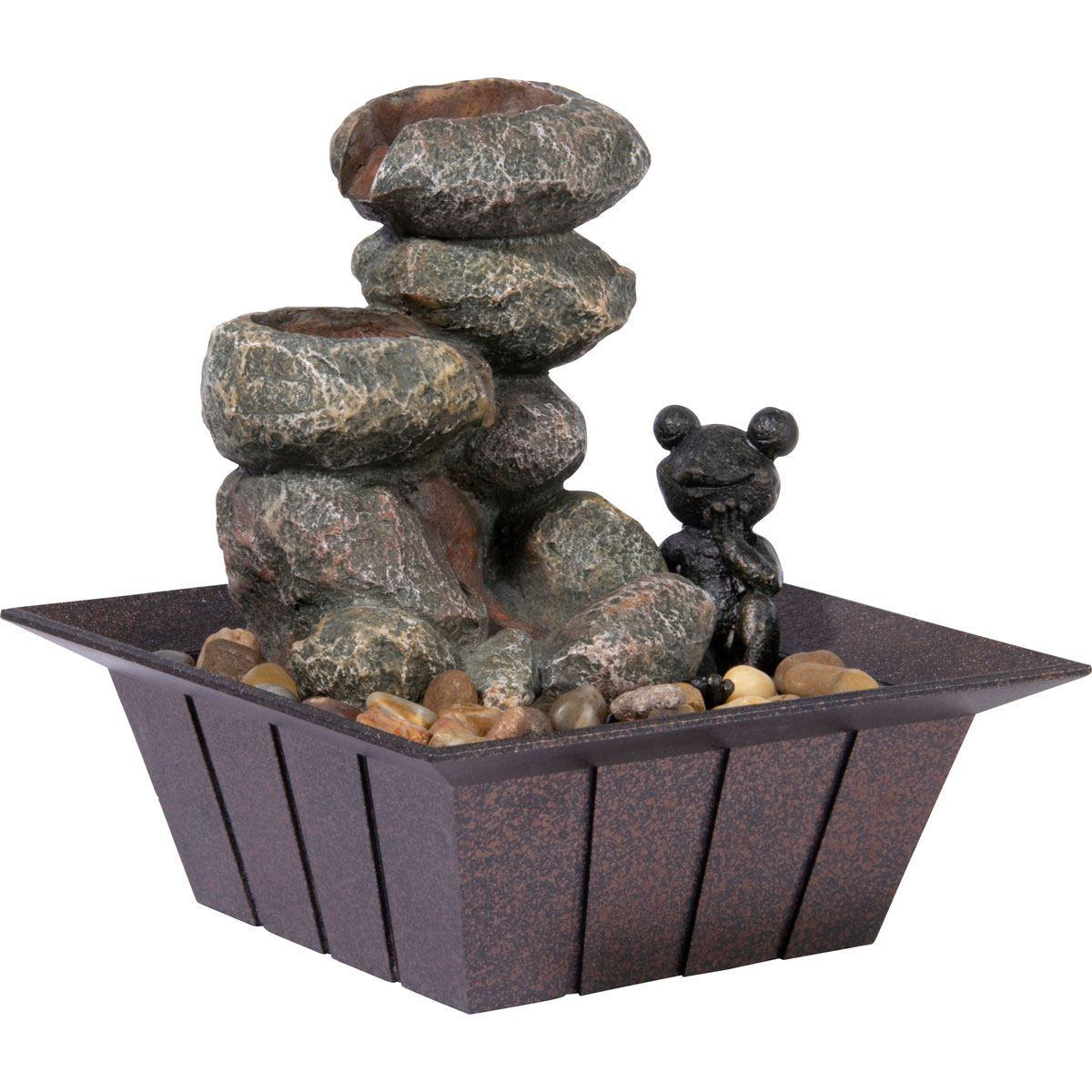 dobar Zimmerbrunnen mit Frosch 20 x 21,5 x 20 cm grau-schwarz Bild 5