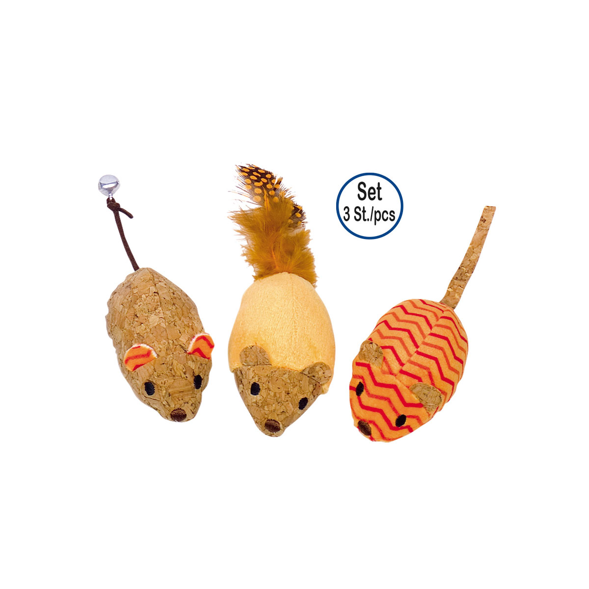 Plüsch Mäuse mit Catnip orange 12 cm 3 St.