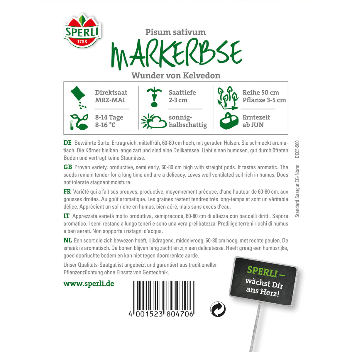 Sperli Markerbse Wunder von Kelvedon 8-14 Tage Bild 2