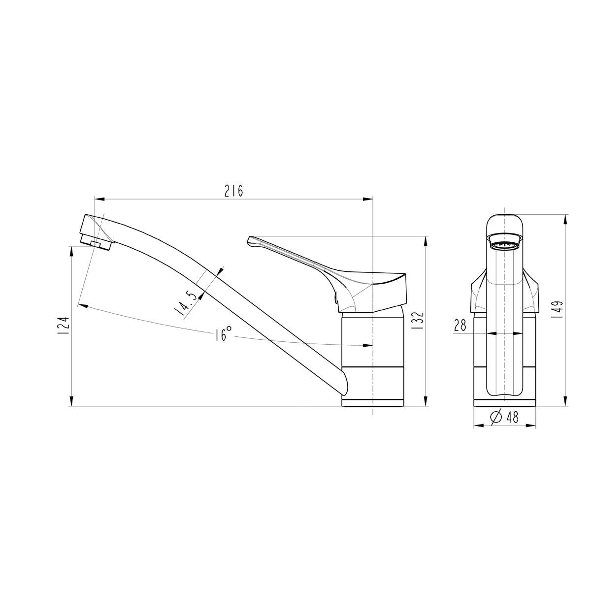 Respekta Einhebelmischarmatur QMIX 700 Niederdruck Bild 3