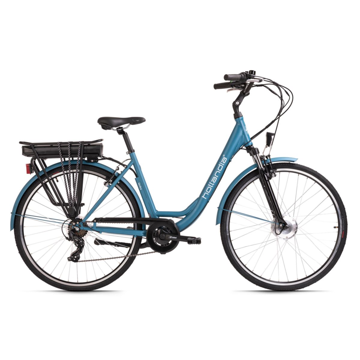 Alu E-Citybike Damen Hollandia Lido 28'' E-Bike blau 250 Watt Li-Ion 36V/13 Ah 7 Gänge