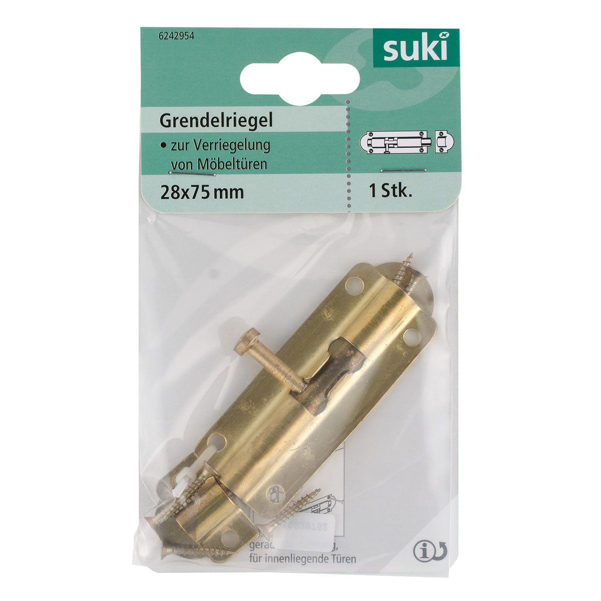 Suki Grendelriegel vermessingt 7,5 cm Bild 1