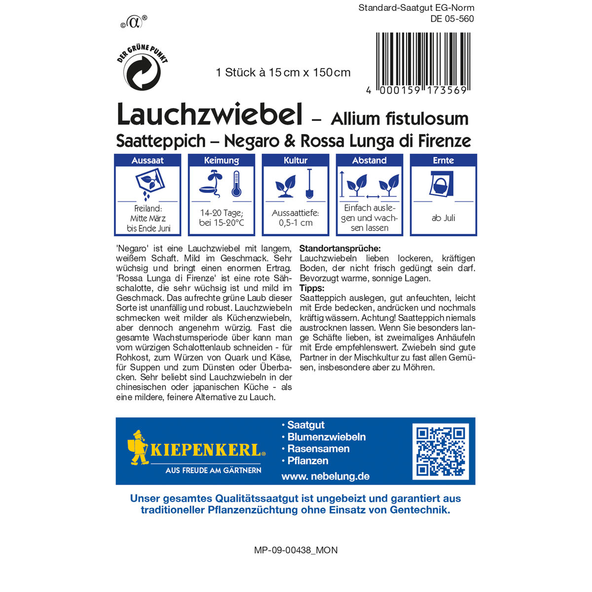 Kiepenkerl Lauchzwiebel Negaro Rossa Lungo di Firenze Saatteppich Bild 2