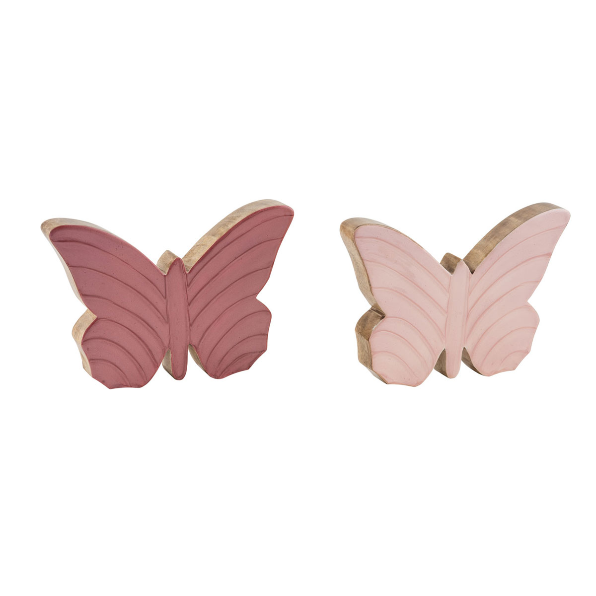 Mangoholz-Schmetterling 12 x 2,5 x 9 cm rosa-pink