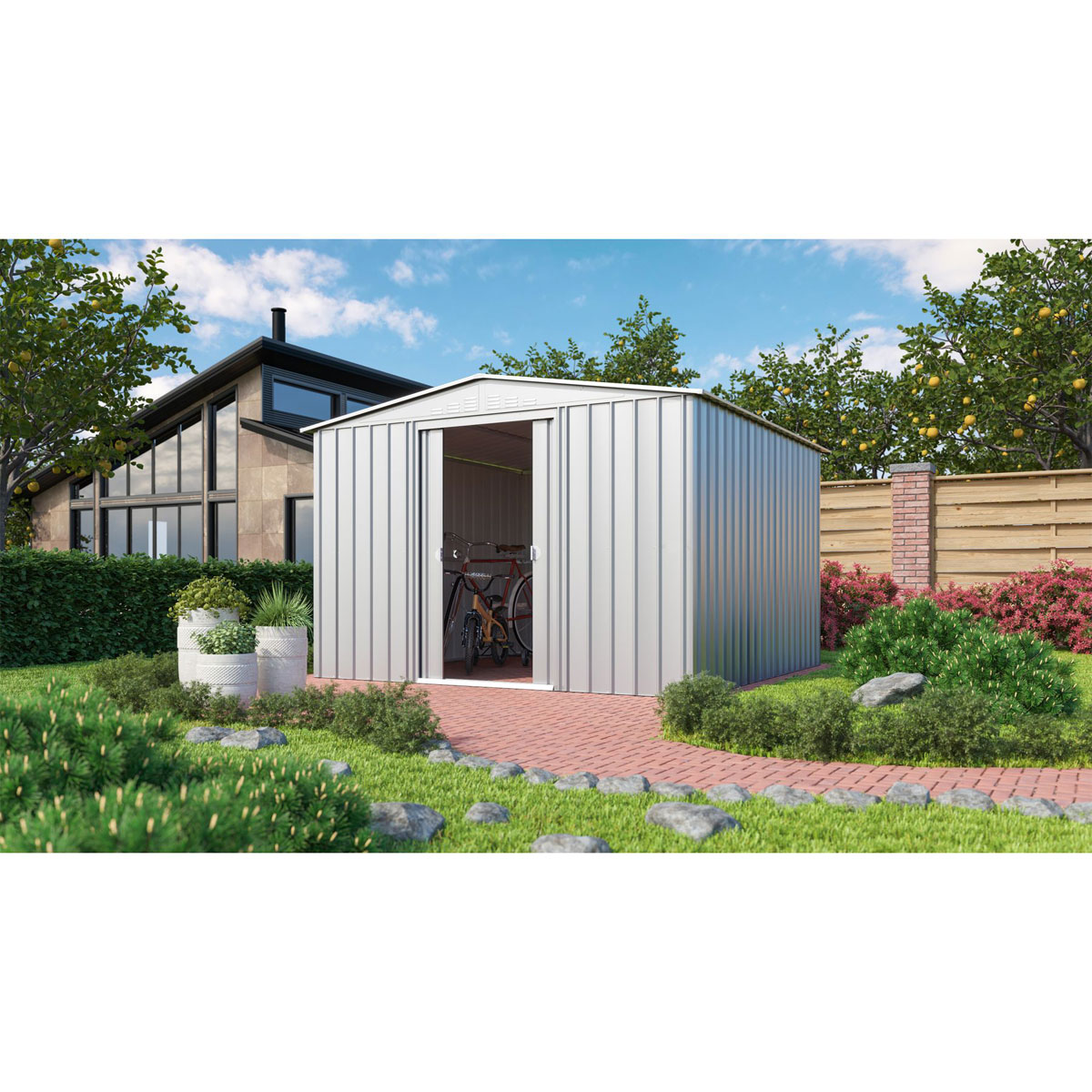 Globel Gerätehaus Dream 8,8m² silber Bild 3