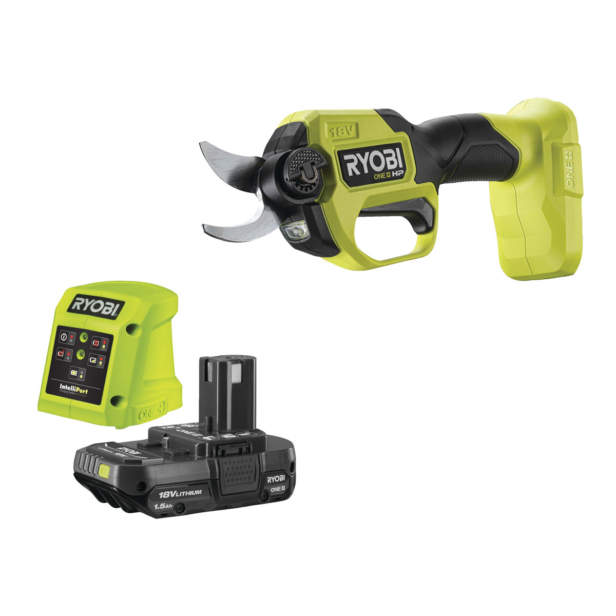 Ryobi  18V Akku-Gartenscheren-Set RY18SCXA-115 Max Schnittleistung 28 mm inkl 1,5 Ah Akku u Ladegerät Bild 1