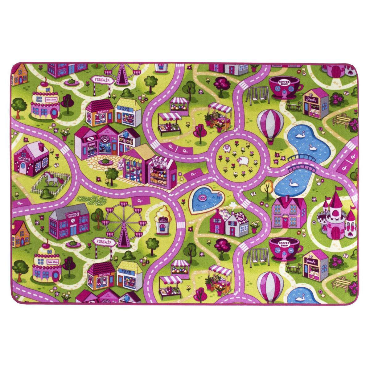 Teppich Sweet Village 140 x 200 cm Mehrfarbig Bild 1