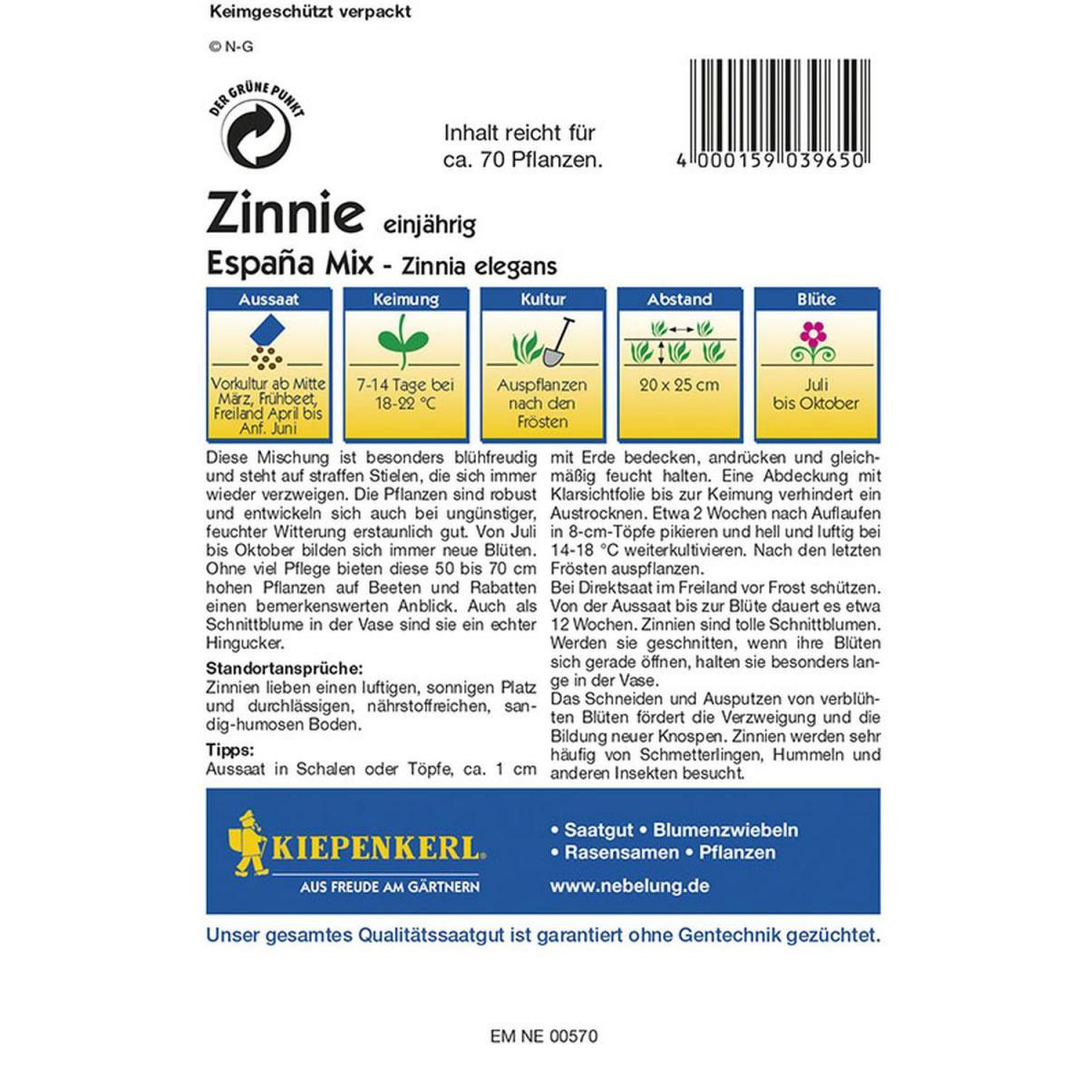 Kiepenkerl Zinnien Espana Mix Profi-Line Bild 2