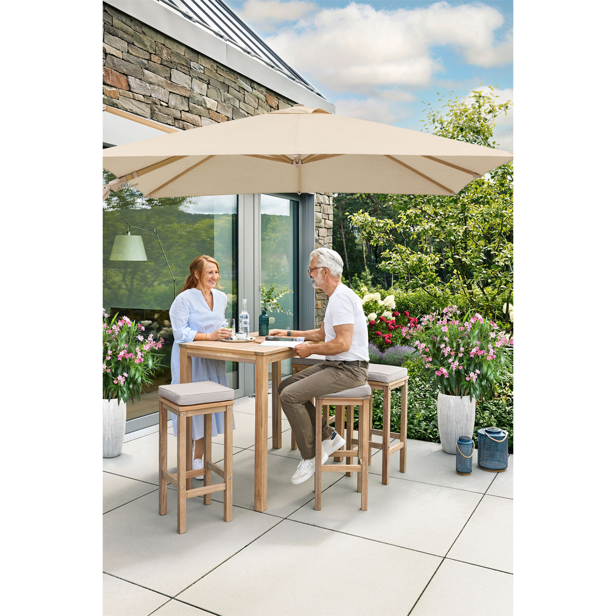 Schneider Schirme Ampelschirm Rhodos Twist Loft natur ca 300 x 300 cm Bild 6