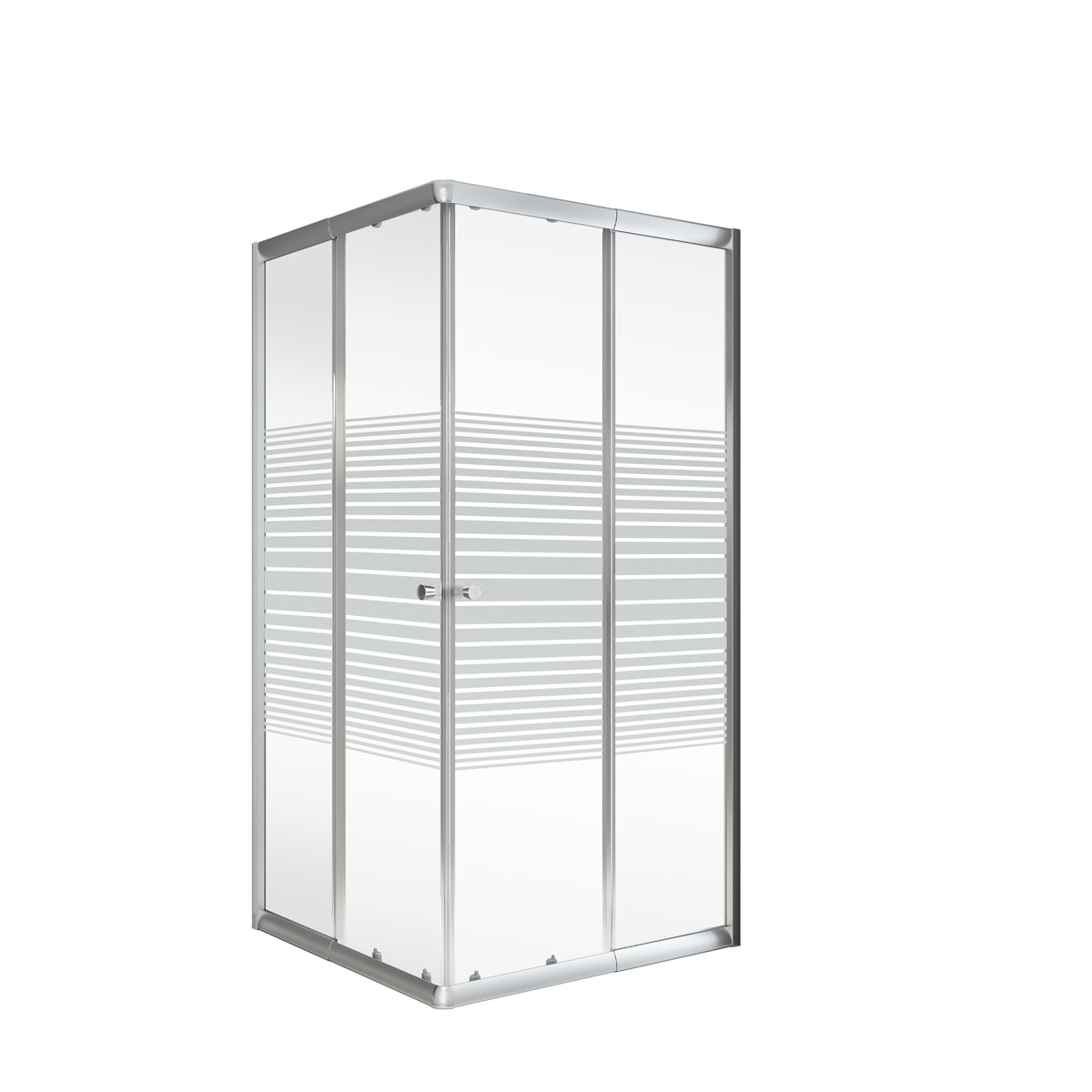 Schulte Eckdusche mit Schiebetür Sunny 75-90 x 180 x 75-90 cm ESG silberfarben Dekor Querstreifen 72