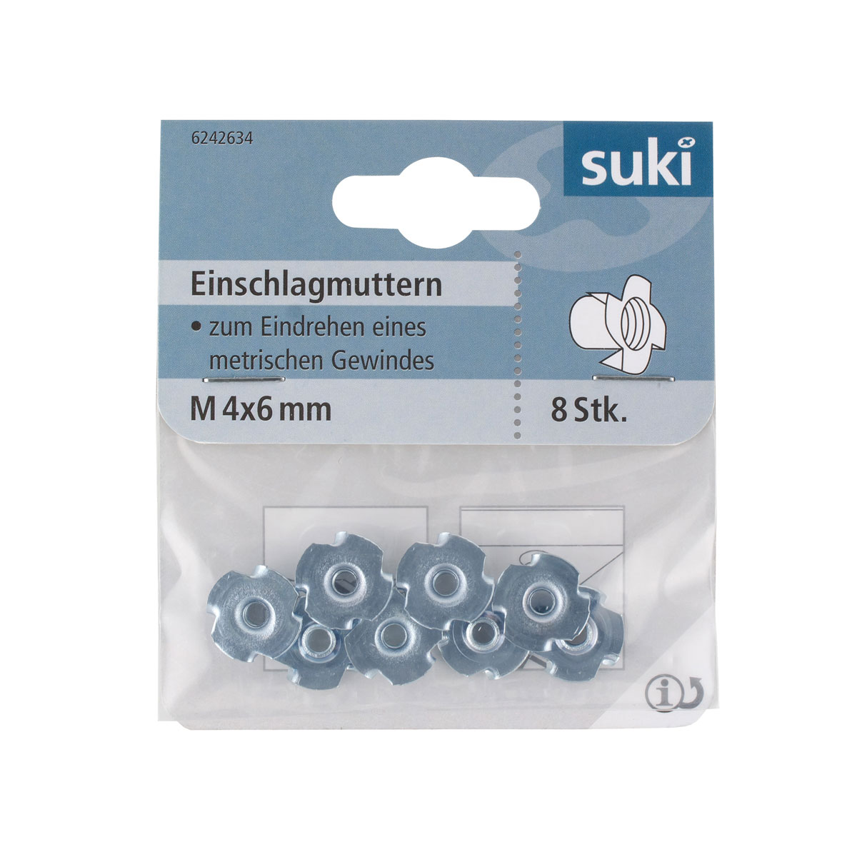 Suki Einschlagmutter verzinkt Durchmesser 4 mm 8 Stück Bild 1