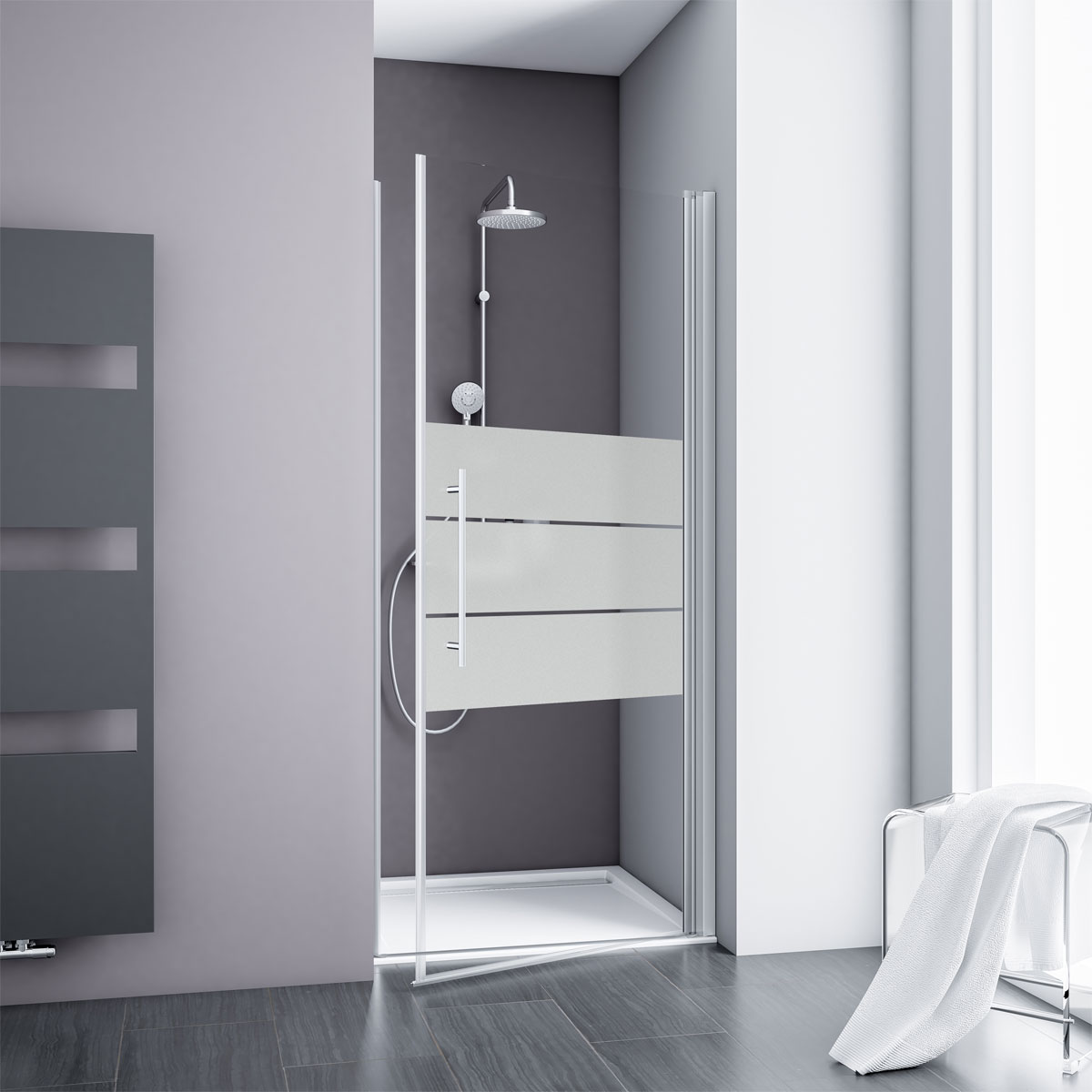 Schulte Drehtür für Nischendusche Alexa Style 2.0 Alu Natur ESG fixil 80 cm