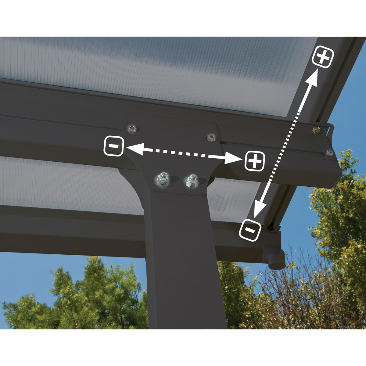 Palram Canopia Feria Alu Terrassenüberdachung Polycarbonat 4x8 m dunkelgrau Bild 2