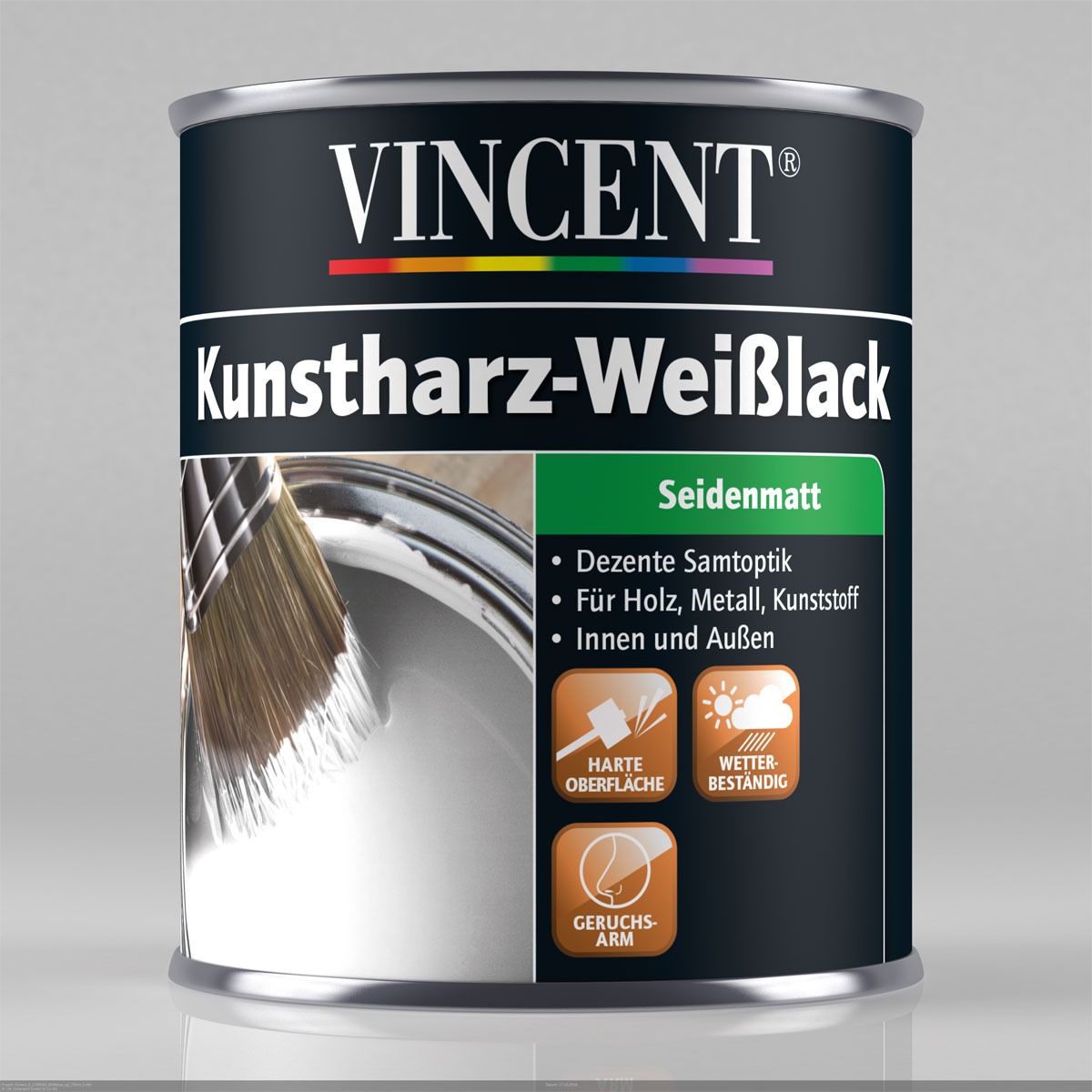 Vincent Kunstharz Weißlack Brilliantweiß seidenmatt 125 ml