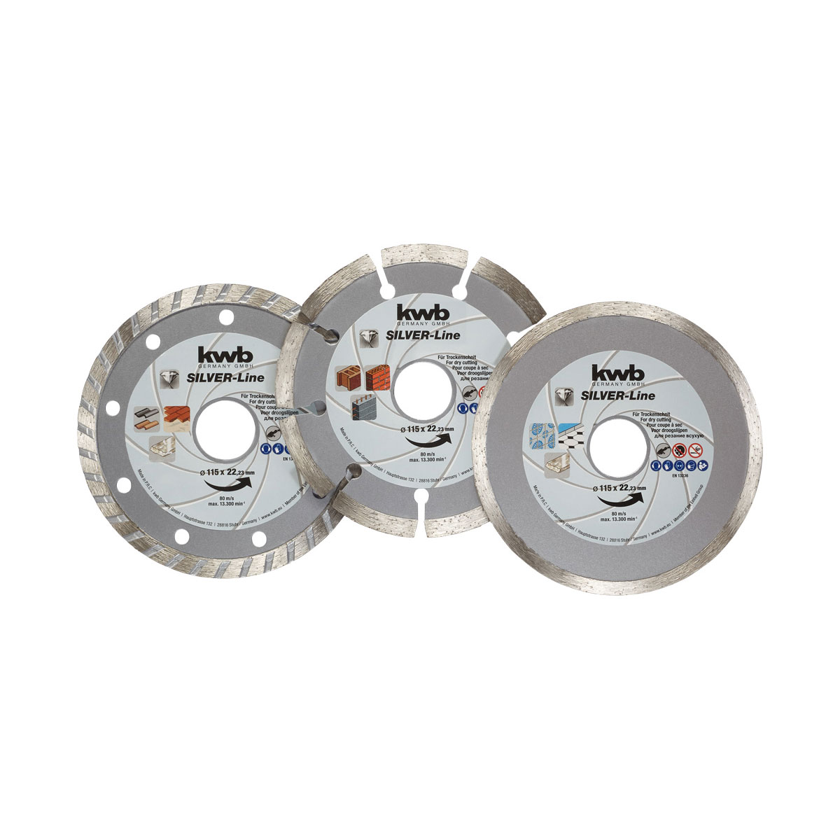 kwb  Trennscheiben Diamantsatz 115 mm 3 teilig Bild 1