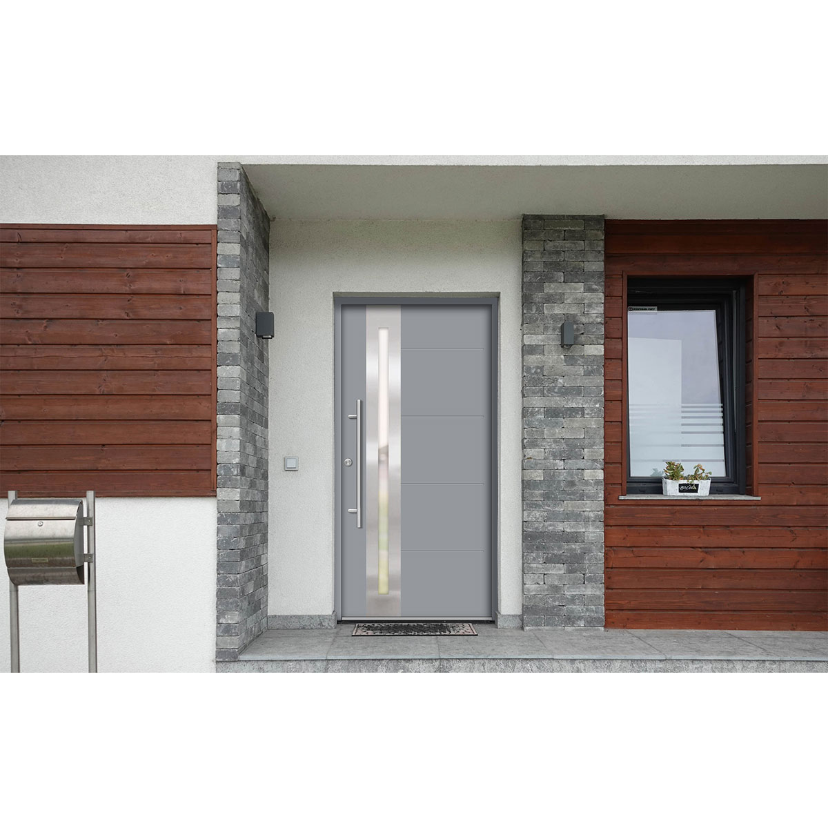 SplenDoor  Premium-Haustür Passivedoor Eksjo energiesparend grau 100 x 210 cm links Bild 2