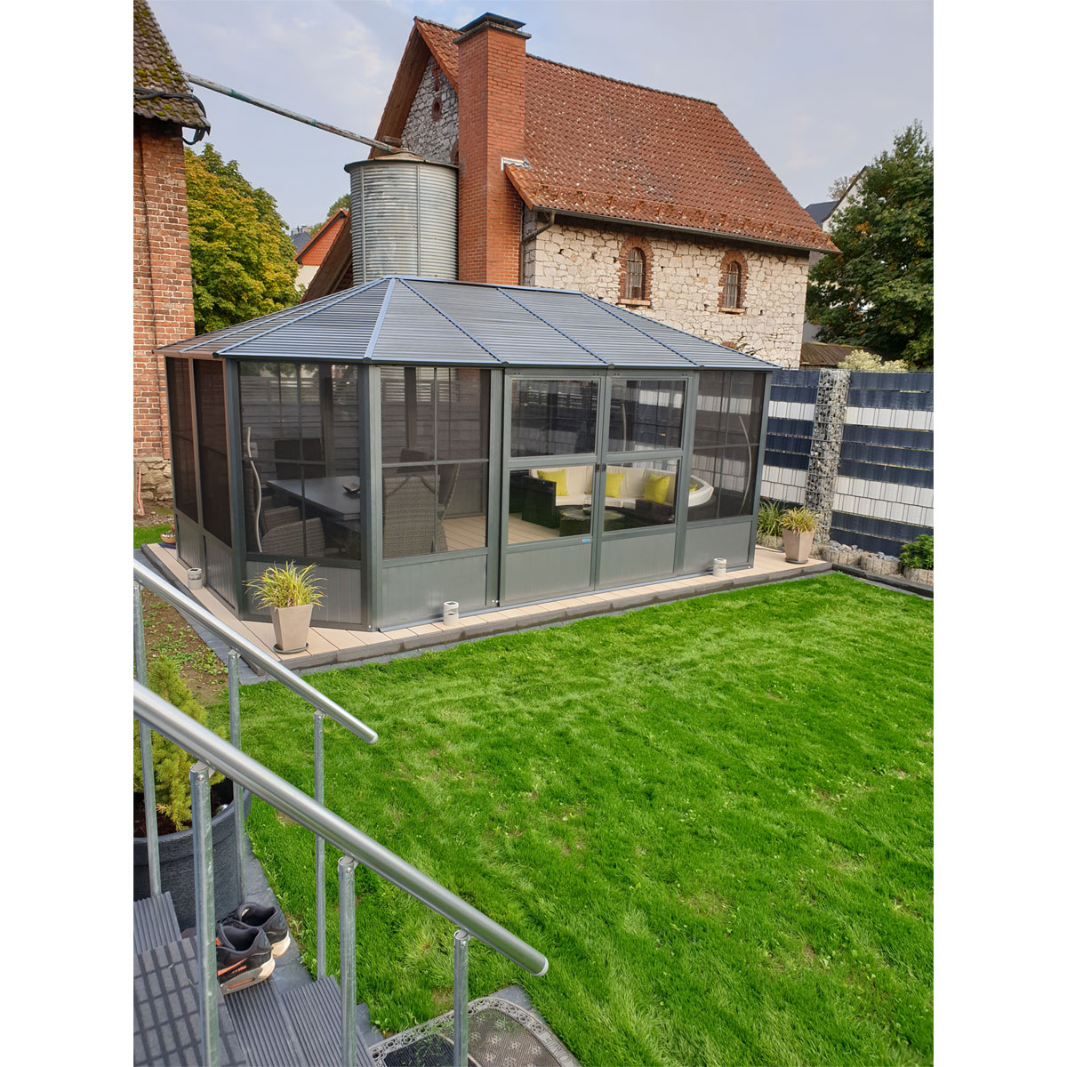 Sojag Pavillon Kaltwintergarten Charleston 1218 383,6x593,6x280,89cm Anthrazit Bild 3