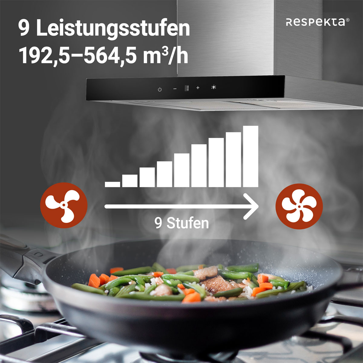 respekta Haube Edelstahl 60cm EEK A++9 Leistungsstufen LED-Beleuchtung Bild 8