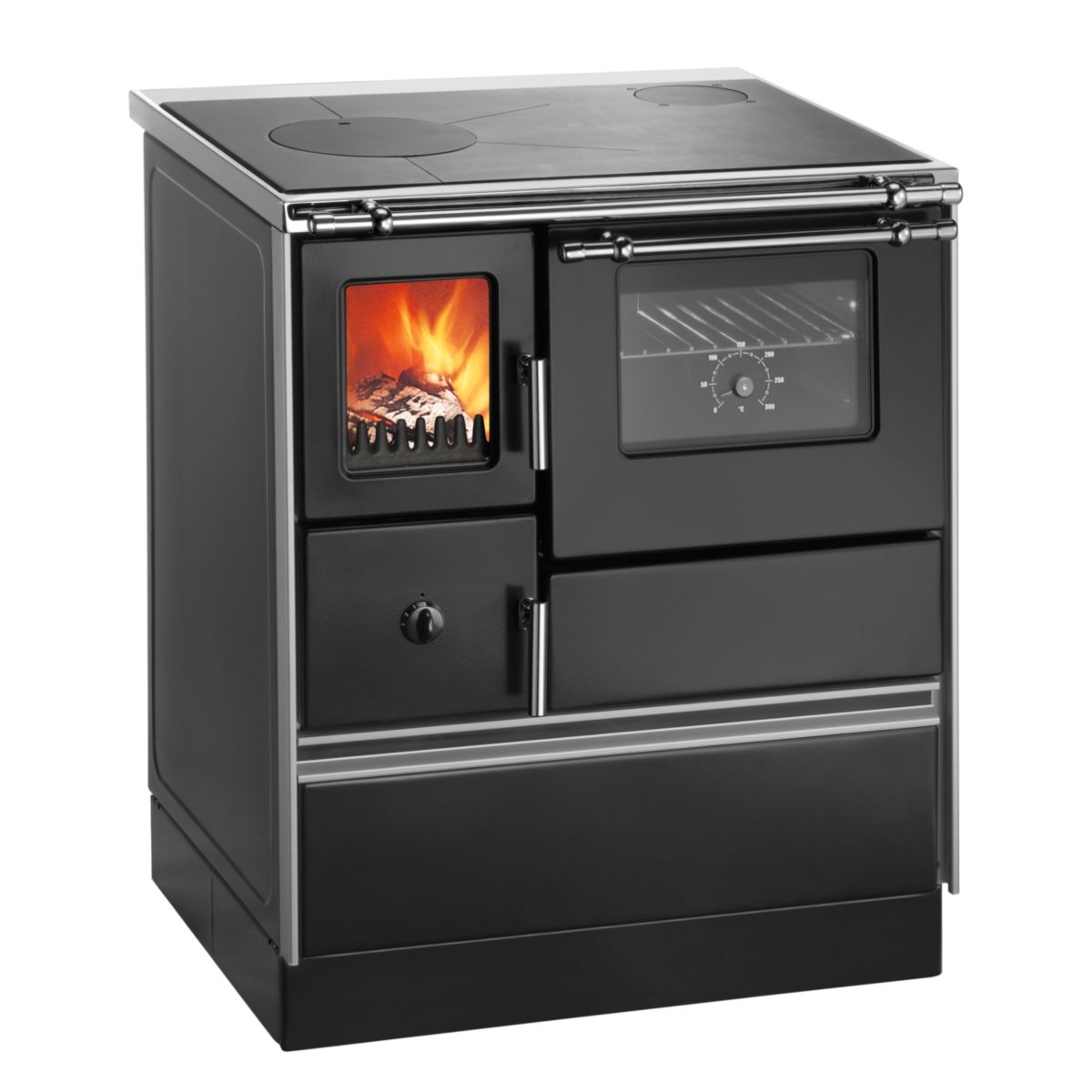 Westminster K76F-70 Küchenofen rechts schwarz, 70cm Sichtfenster, 7,6kW