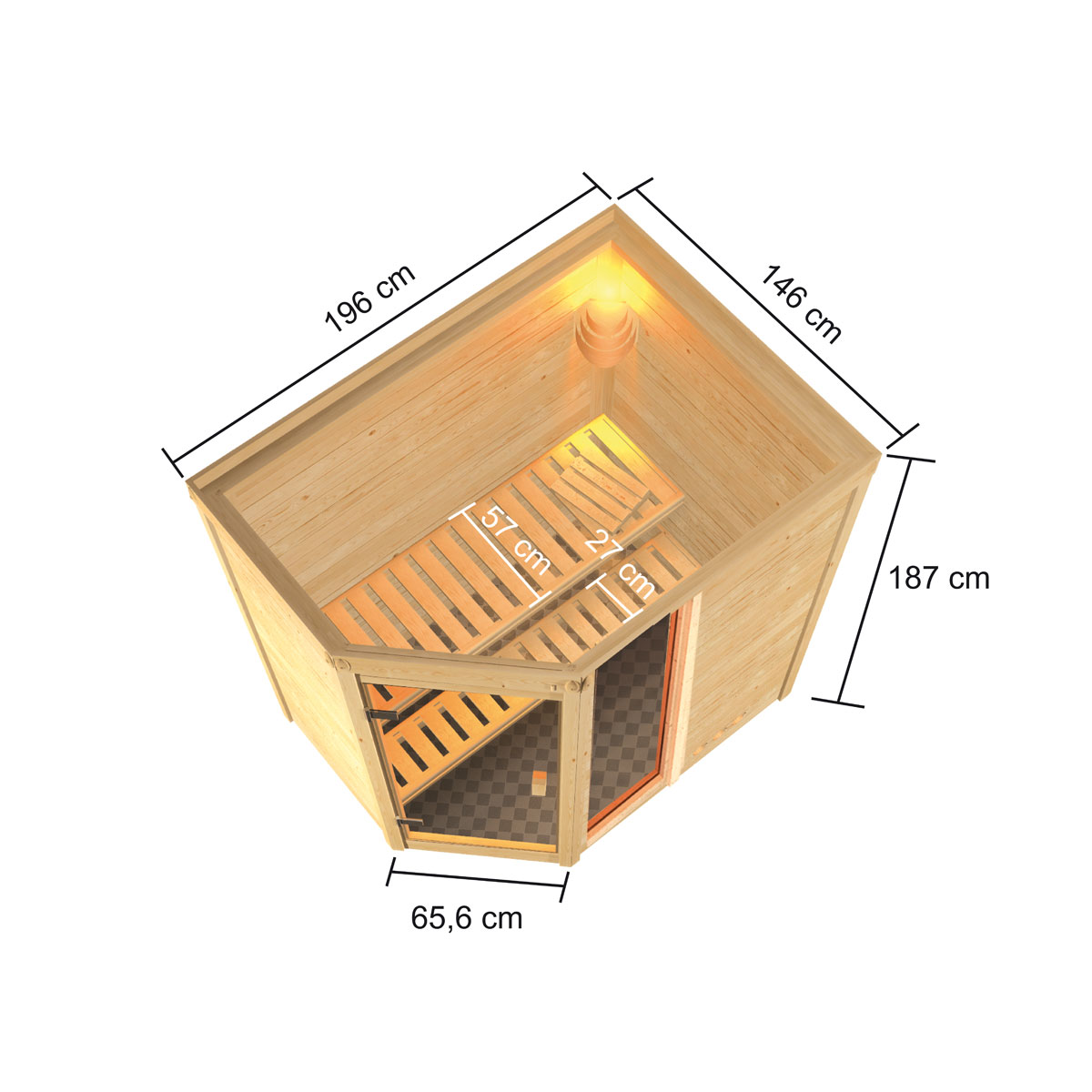 Karibu Sauna Jada naturbelassen integrierte Steuerung ohne Dachkranz Bild 1
