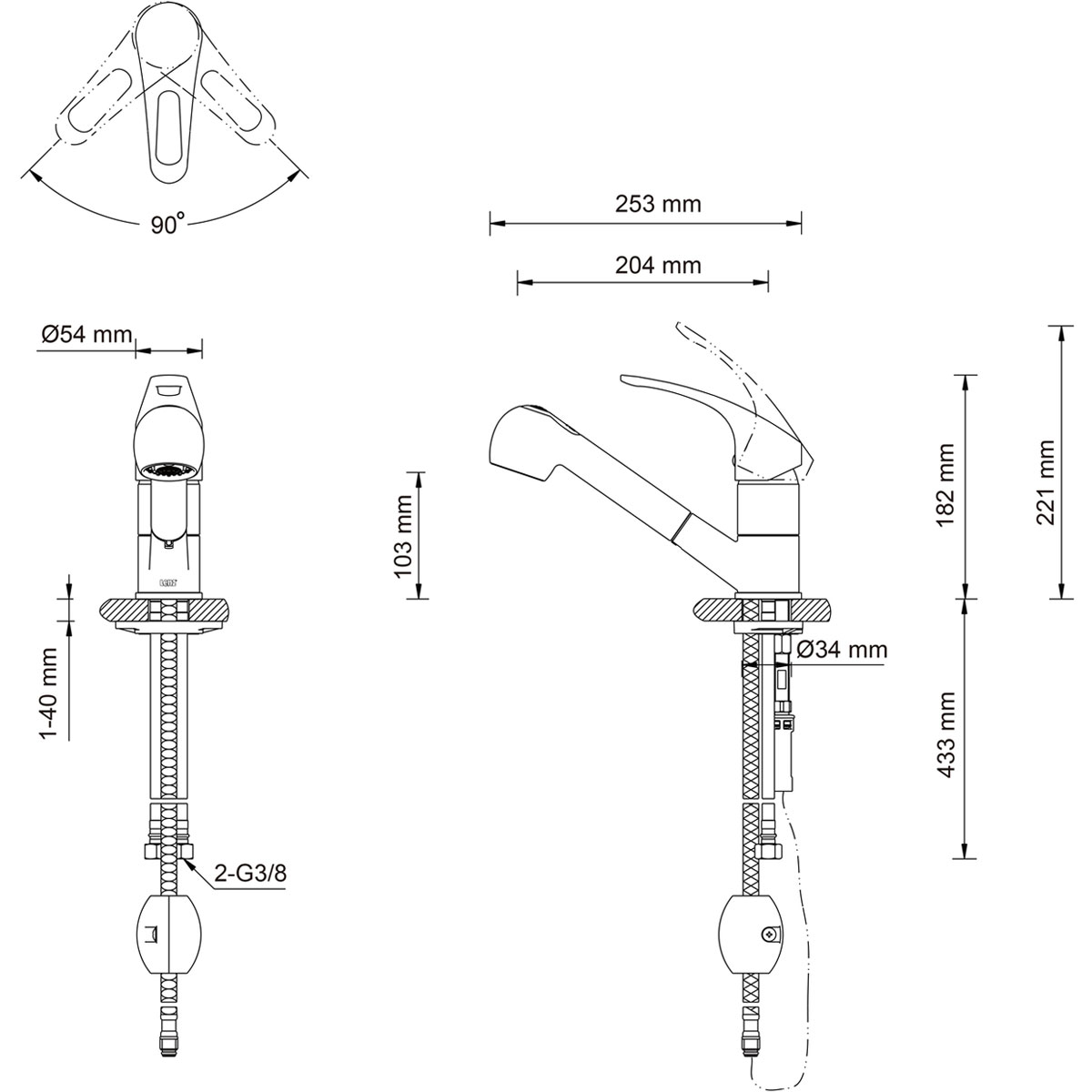 Lenz  Küchenarmatur KELA mit Handbrause nickel-matt Bild 2