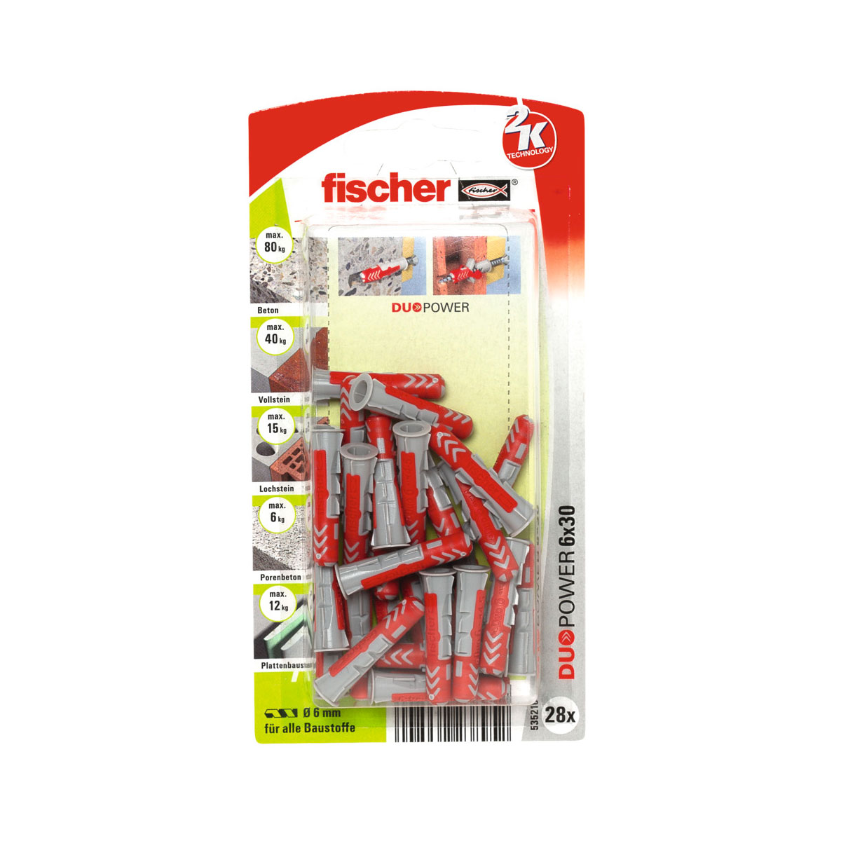 Fischer  Dübel DuoPower 6 x 30 mm K 28 Stück Bild 1