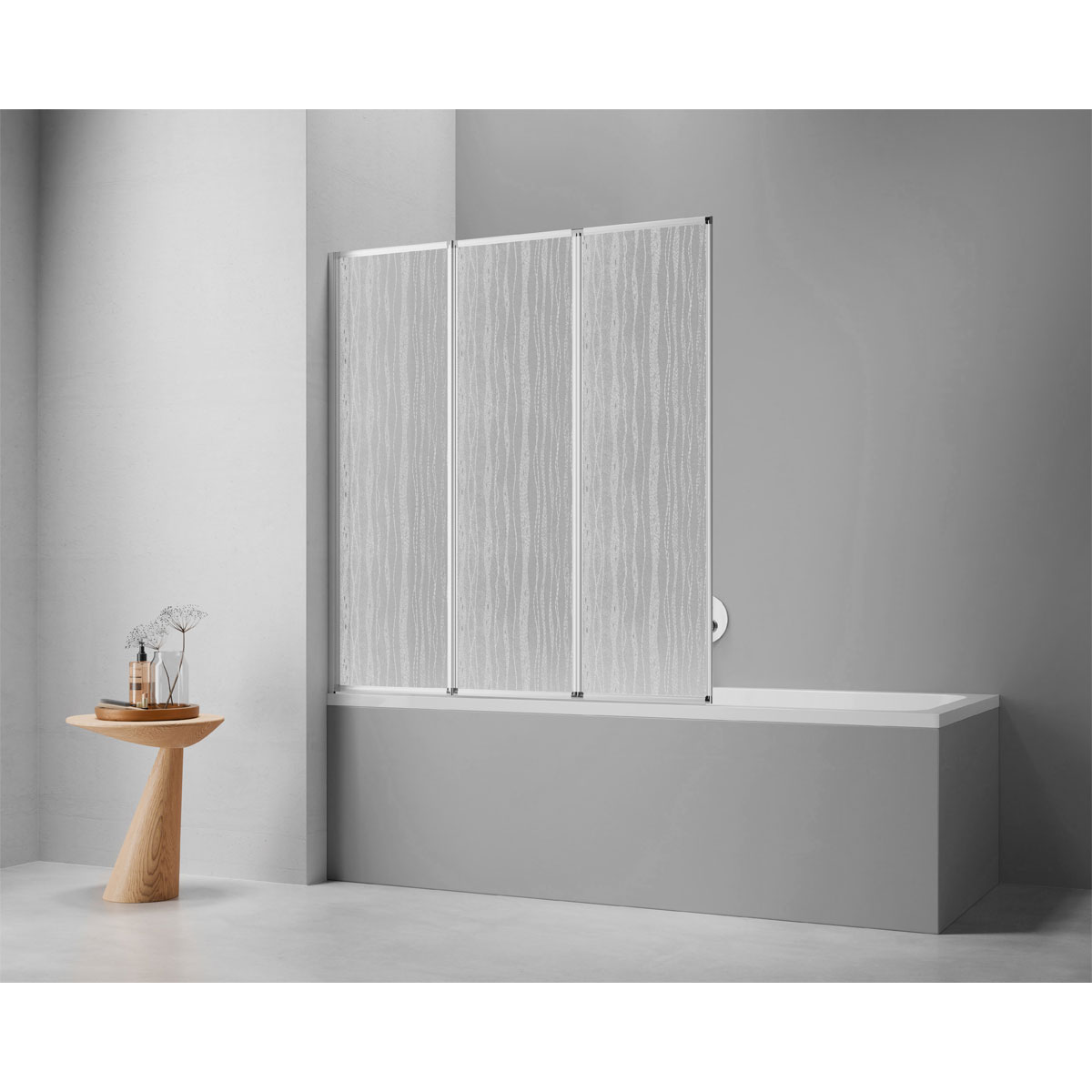 Badewannenfaltwand Venezia 3tlg. Silber