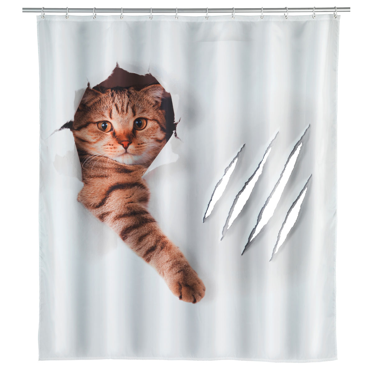 Wenko  Duschvorhang Cute Cat Textil Polyester 180 x 200 cm waschbar Bild 1