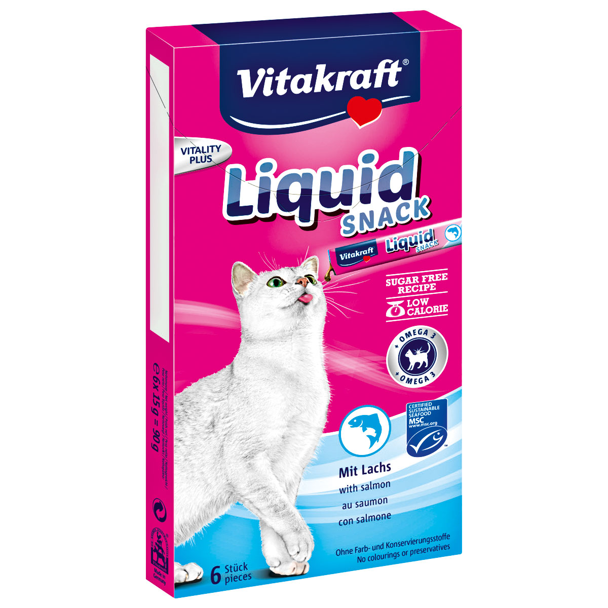 Vitakraft Katzensnack Liquid SNACK Lachs und Omega 3 6 x 15 g