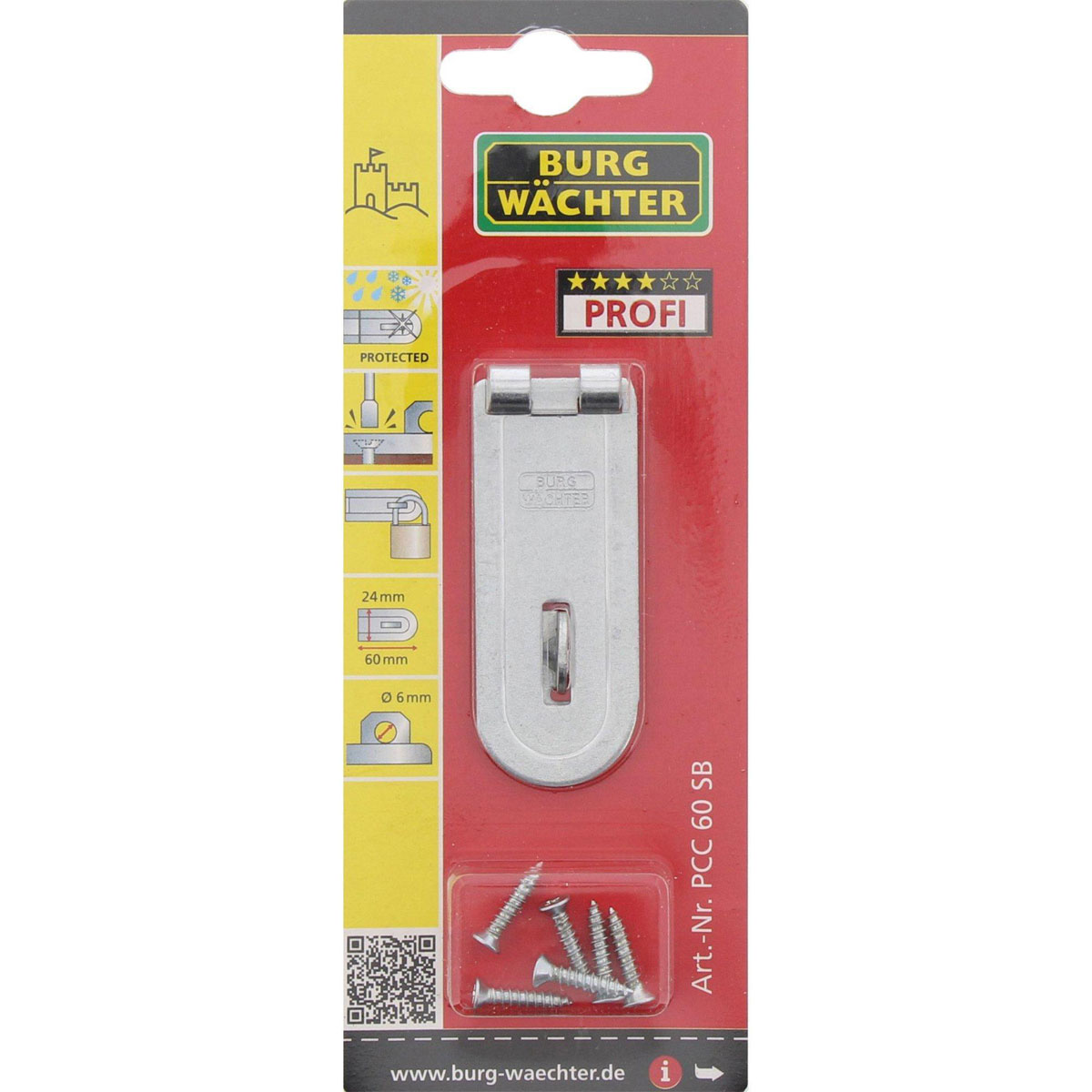 Burg Wächter Überfalle PCC 2,4 x 6 x 1,4 cm silber