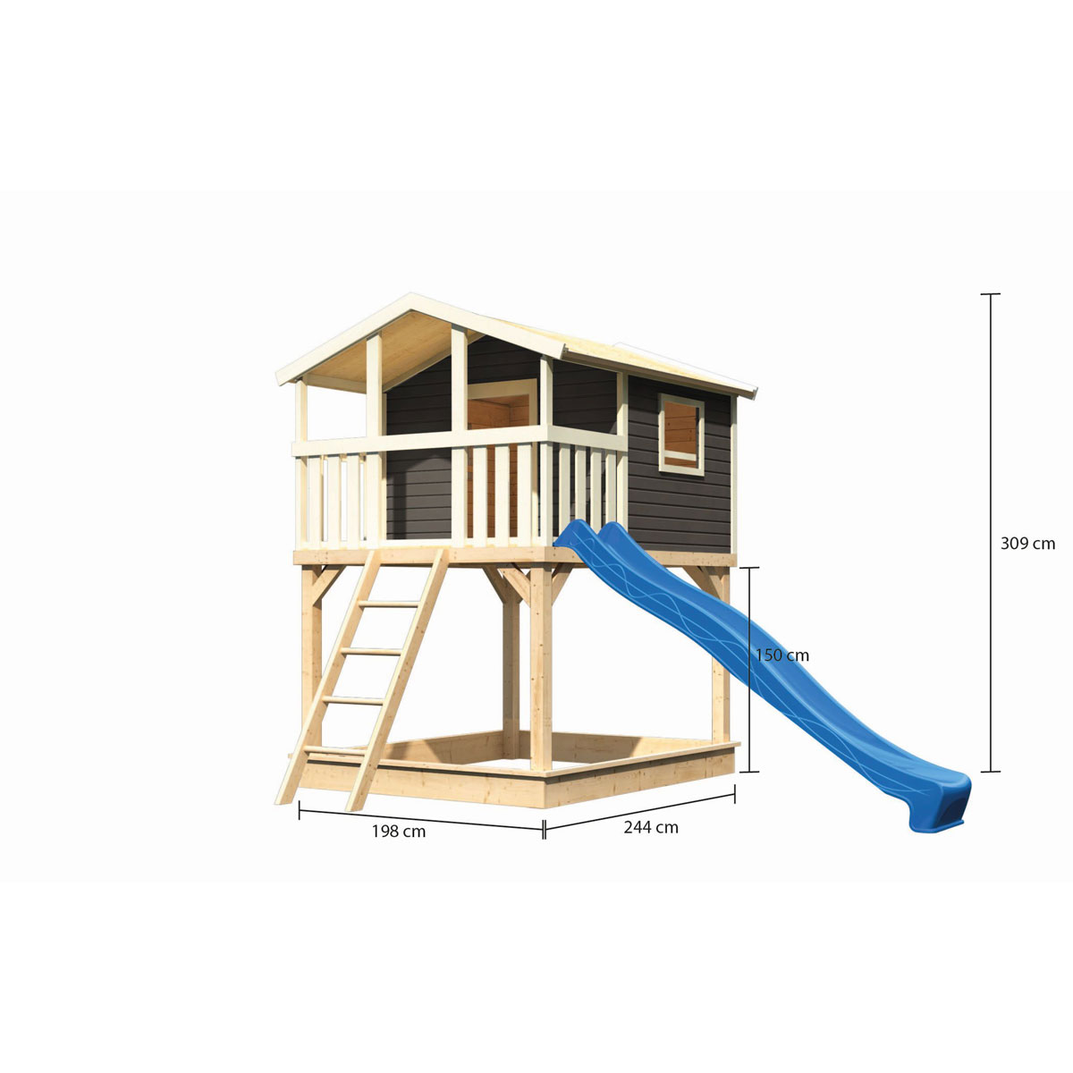 Karibu  Stelzenhaus Benjamin terragrau inkl Rutsche blau Bild 2