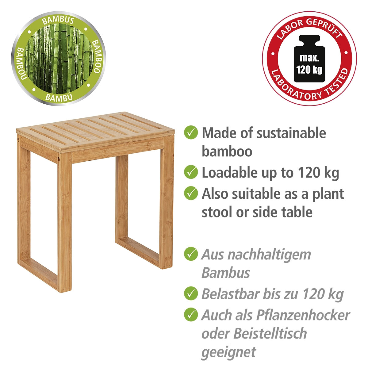 Wenko  Badhocker Bambusa aus Bambus Bambushocker Bild 3