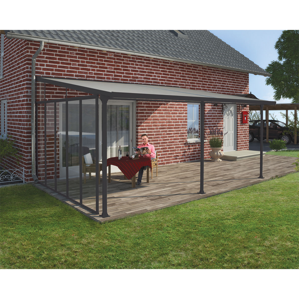 Palram Canopia Terassenüberdachung 4er Serie Pergola-Seitenwand dunkelgrau