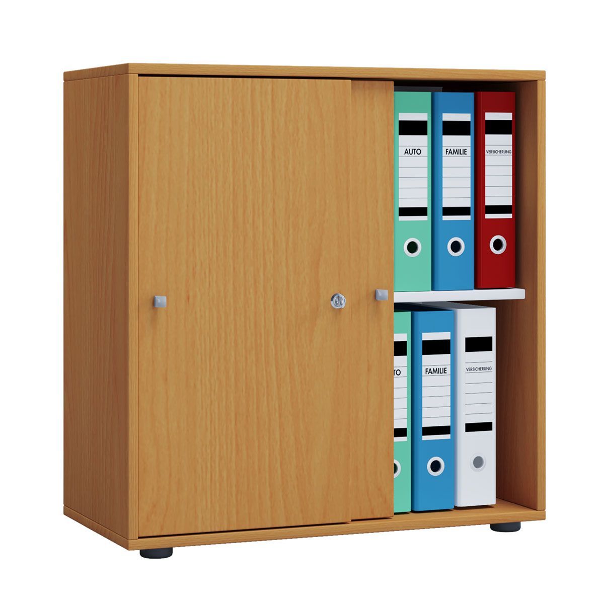 Büroschrank Lona L mit Schiebetüren Buche