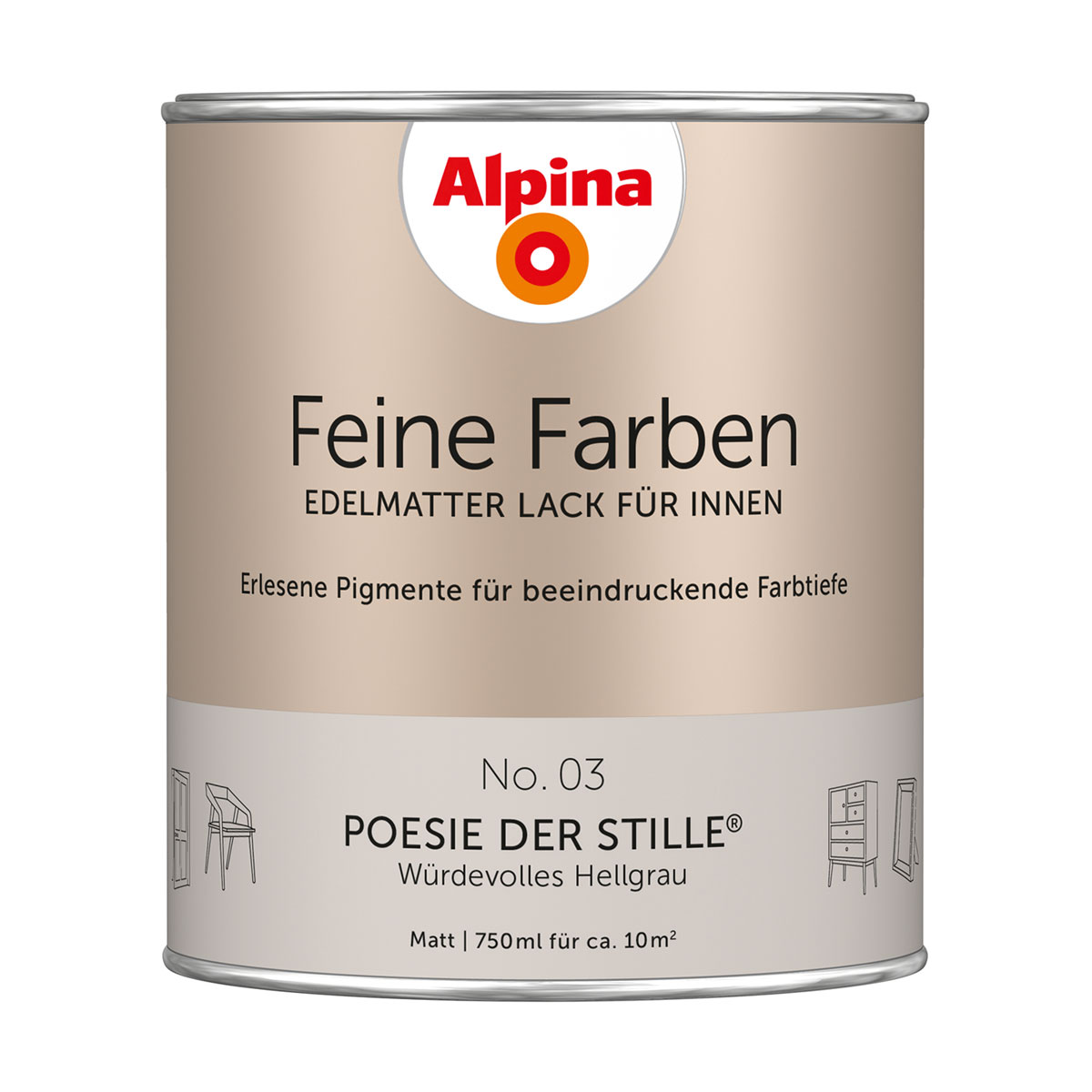 Alpina  Buntlack Feine Farben Lack No 03 Poesie der Stille edelmatt 750ml